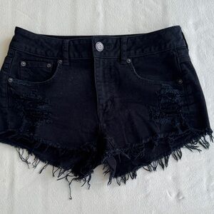 American Eagle Distressed Black Jean Shorts